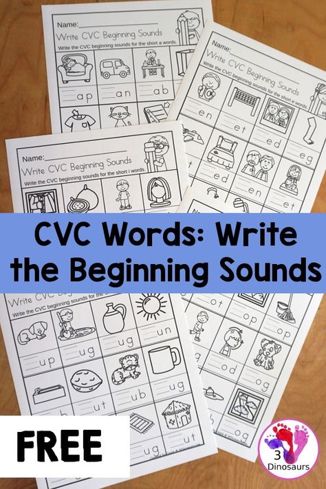 Cvc Worksheets Free, Kindergarten Reading Centers, Word Families Printables, Writing Cvc Words, Phonics Cvc, Phonics Worksheets Free, Reading Printables, Cvc Worksheets, Cvc Words Worksheets