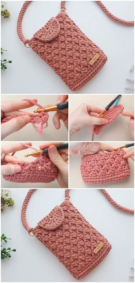 Alpaca Yarn Crochet Pattern Free, Crochet Easy Purse, Easy Crochet Handbag, Crochet Cell Phone Pouch Free Pattern, Crochet Bag Easy Pattern, Crocheted Purses And Bags, Easy Crochet Wallet, Free Crochet Purse Patterns Easy, Crochet With Video Tutorials