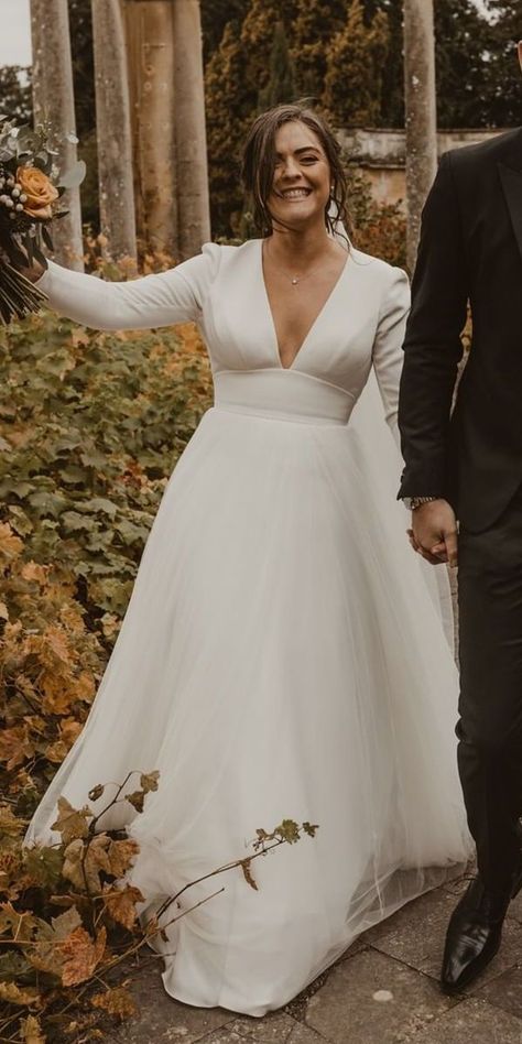 Rustic Wedding Dresses Plus Size Long Sleeve, Wedding Dresses With Sleeves Classic, Wedding Dresses Long Sleeve Plus Size, Wedding Dress Long Sleeve Plus Size, Simple Wedding Dress Plus Size Curvy Bride Bridal Gowns, Winter Wedding Dress Curvy Bride, Simple Long Sleeved Wedding Dress, Multiple Wedding Dresses, Long Sleeve Lace Wedding Dress Simple