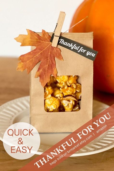 Homemade Thanksgiving Table Favors, Thanksgiving Decorations For Work Party, Fall Party Favors Diy, Thanksgiving Goody Bags For Adults, Thanksgiving Goodie Bags For Coworkers, Thanksgiving Guest Gifts Party Favors, Thanksgiving Bags For Kids, Fall Themed Party Favors, Thanksgiving Small Gifts