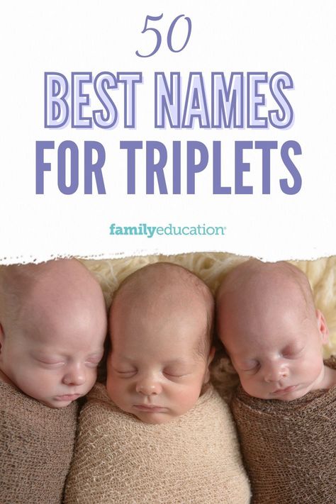 Having triplets? We're here to help with your baby name search with these top names for triplets based on famous trios! Triplet Names 2 Boys 1 Girl, Triplets Pregnancy Announcement, Triplet Announcement Pregnancy, Triplet Nursery Ideas, Names For Triplets, Triplet Baby Shower Ideas, Quadruplets Nursery, Twin Babies Aesthetic, Triplet Babies 2 Boys 1 Girl