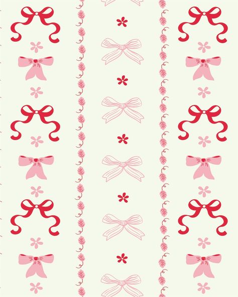 Illustrator Pattern Design, Wallpaper Design Ideas, Cute Texture, Illustrated Animals, Bow Illustration, Gorgeous Wallpaper, Ribbon Pattern, Bow Wallpaper, Cute Christmas Wallpaper