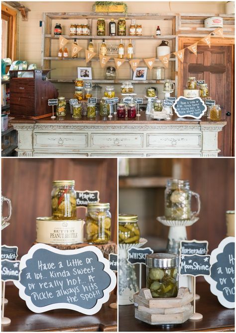 Pickle Table Wedding, Pickle Bar Wedding Party Ideas, Pickle Wedding Bar, Pickles At Wedding, Pickle Bar At Wedding, Beef Jerky Bar Wedding, Pickle Bar Graduation, Wedding Pickle Bar, Pickle Bar Wedding