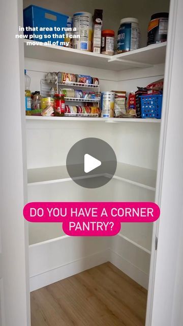 Corner Pantry Ideas Walk In, Small Corner Pantry Shelving Ideas, Food Cabinet Ideas, Corner Closet Pantry, Storage Cupboard Organisation, Remodel Pantry Closet, Diy Corner Pantry How To Build, Small Pantry In Kitchen, Corner Pantry Measurements