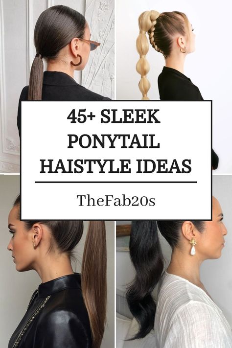 Discover elegant and chic sleek ponytail hairstyles for black hair that are perfect for any occasion. Whether you're looking for a classy sleek ponytail with bangs or a sleek ponytail weave with braid, we've got you covered! Elevate your look with these stunning hairstyle ideas that exude sophistication and style. Elegant Curly Ponytail Hairstyles, Bridesmaid Slicked Back Ponytail, Ponytail Hairstyles Elegant Classy, Sleek Pony Tailed Hairstyle, Cute Curly Hair Ponytail Hairstyles, Black Tie Ponytail, Fancy Ponytail Hairstyles Straight Hair, Sleeked Back Pony, High Fashion Ponytail