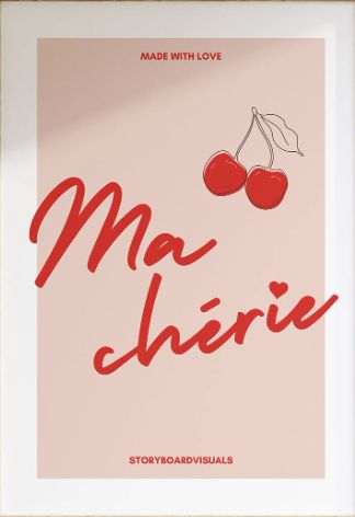 Cherry Quotes Aesthetic, Cherry Wall Print, Ma Cherie Poster, Red Wall Prints Aesthetic, French Art Aesthetic, Red Cherry Aesthetic, Pink Red Aesthetic, Cherry Aesthetics, Cherry Quotes