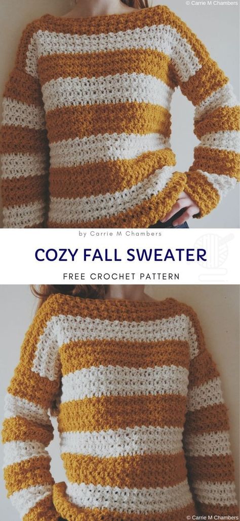 Crochet Sweater Ideas, Cute Crochet Ideas, Cozy Fall Sweater, Cozy Sweaters Autumn, Sweater Ideas, Crochet Mignon, Crochet Sweater Pattern Free, Pull Crochet, Crochet Sweaters