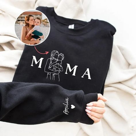 Custom Portrait Sweatshirt for Mama Personalized With Kid Names on Sleeve Mother's Birthday Gift for Wife Unique Mom Sweatshirt New Mom Gift - Etsy Canada Birthday Sweatshirt, Couples Sweatshirts, Mama Gifts, Matching Couple Outfits, New Mom Gift, Mother Birthday Gifts, Mama Sweatshirt, Custom Sweatshirts, Mom Sweatshirt