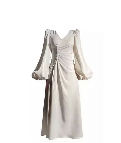 Satin Dress For Graduation, Simple Elegant Dress Hijab, Simple Dress Classy Elegant, Dress Flatlay Ideas, Model Dress Satin, Model Dress Satin Hijab, Modest Silk Dress, White Graduation Outfit, Satin Dresses Hijab