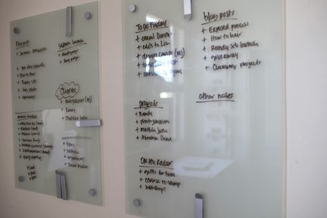 white board alternative for the office Promise Tangeman, Ikea Cork, Glass White Board, Whiteboard Organization, Ikea Glass, Glass Whiteboard, Board Organization, Glass Dry Erase Board, White Marker