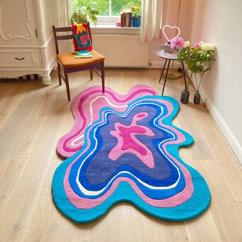 Handmade 'Love Rug' Large Tufted Rug By Mother Rugger | notonthehighstreet.com Trippy Rugs, Clean Carpet, Rug Tufting, Funky Rugs, Colour Shades, Apartment Aesthetic, Wool Handmade, Cute Room Decor, Handmade Area Rugs