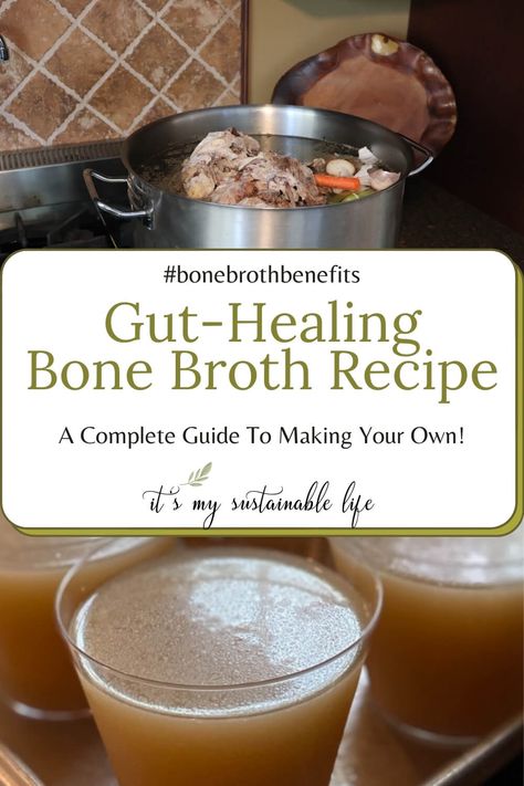 Learning how to make bone broth may be one of the most economical, nutritious, and wholesome foods anyone can make in their own kitchen. Rich in nutrition and deep in flavor, bone broth has benefits far beyond creating the foundation for soups, stews, & sauces. | It's My Sustainable Life @itsmysustainablelife #bonebroth #bonebrothrecipe #bonebrothrecipechicken #bonebrothbenefits #howtomakebonebroth #itsmysustainablelife Kitchen Rich, Bone Broth Recipes, Homesteading Inspiration, Chicken Bone Broth Recipe, Homestead Cooking, Bone Broth Benefits, Broth Diet, Bone Broth Diet, Bone Broth Soup