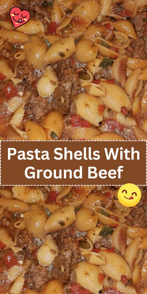 Pasta Shells With Ground Beef, Shells With Ground Beef, Ground Beef Recipe, Soup With Ground Beef, Pasta Shells, Ham And Beans, Beef Pasta, Meatless Main Dishes, Ham And Bean Soup