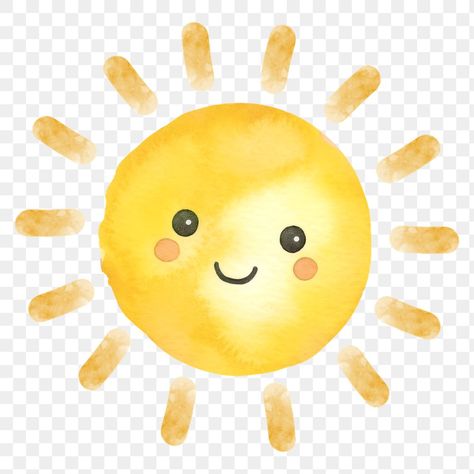 Png Sun, Drawing Sun, Aesthetic Pngs, Sun Png, Sun Watercolor, Png Elements, Happy Sun, Creative Fonts, Best Templates