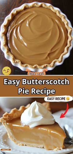 Butterscotch Pie Best Butterscotch Pie Recipe, Best Pie Crust Recipe Flaky, Easy Butterscotch Pie, Butterscotch Treats, Homemade Butterscotch Pie, Butterscotch Pie Filling, Butterscotch Filling, Butterscotch Cream Pie, Winter Pies