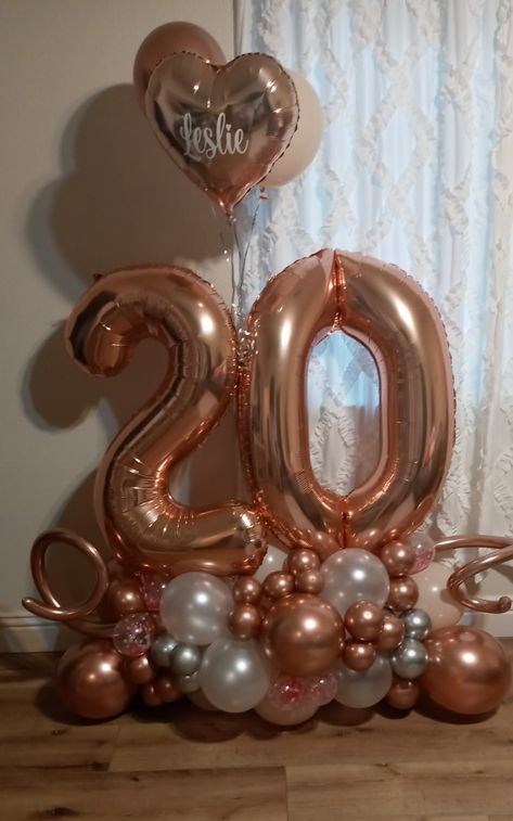 20th Birthday Balloons Decoration, 20th Party Decorations, 20 Balloons Birthday, 20 Balloons Number, 20th Birthday Decoration Ideas, 20th Birthday Ideas Decoration, 20th Birthday Balloons, 20th Birthday Decorations, Rose Gold Balloon Bouquet