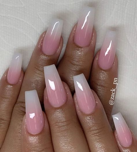 Faded Nails, Unghie Sfumate, Pink Ombre Nails, Ombre Acrylic Nails, Work Nails, French Tip Acrylic Nails, French Acrylic Nails, Ombre Nail Designs, Coffin Shape Nails