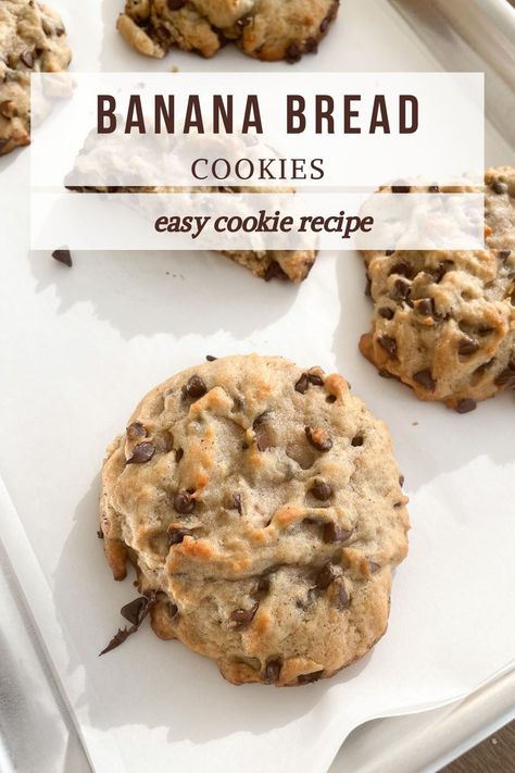 Easy Banana Cookies, Weeknight Desserts, Banana Bread Cookies, Bread Cookies, Banana Cookies, Delicious Cookies, Chocolate Chip Banana Bread, Ripe Bananas, Mind Body And Soul