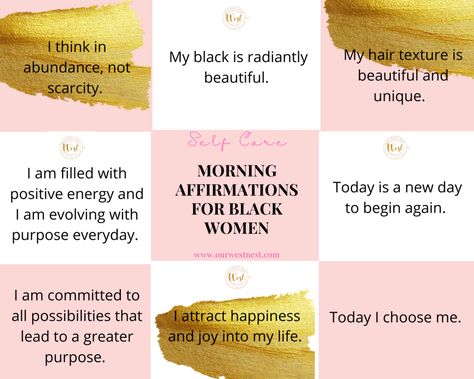 55 Morning Affirmations and Quotes for Black Women to Empower Themselves Daily Quotes For Black Women Inspirational, Morning Affirmations For Black Women, Positive Affirmation Black Women, Good Books For Black Women, Spiritual Affirmations For Black Women, Black Girls Affirmations, Black Women Affirmation Quotes, Black Women Motivation Quotes, Black Women Quotes Empowering