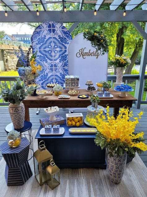 Sicilian Party Decoration, Talavera Party Backdrop, Blue Tiles And Lemons Theme, Portugal Birthday Theme, Mediterranean Party Backdrop, Positano Italy Bridal Shower Theme, Portugal Party Decorations, Clase Azul Party Decor, Portuguese Party Decorations