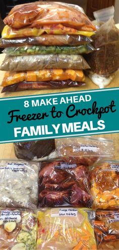 Make Ahead Family Meals, Frozen Crockpot Meals, Resep Makanan Beku, Freezer Dinners, Slow Cooker Freezer Meals, Freezer Friendly Meals, Freezable Meals, Freezer Meal Planning, Make Ahead Freezer Meals