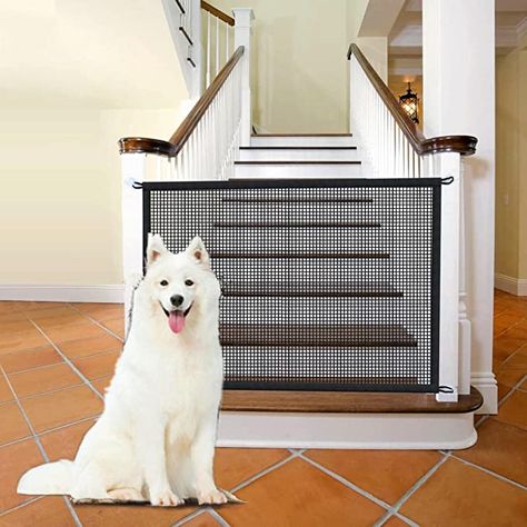 Amazon.com: Baby Gate for Stairs No Drilling - 43.3" W x 28.3" H Retractable Dog Gate Baby Gate for The House Mesh Baby Gate for Stair No Drilling Pet Gate Puppy Gate for Stairs & Doorways : Baby Dog Gates For Stairs, Puppy Gates, Baby Gate For Stairs, Dog Barrier, Stair Gate, Pet Barrier, Pet Fence, Dog Playpen, Dog Gate