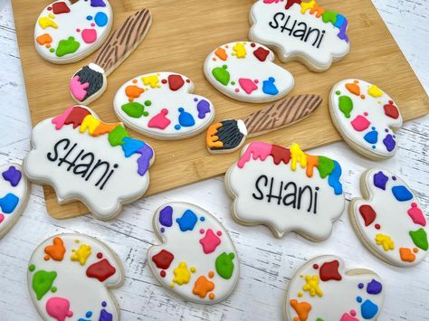 Cookies Unique, Design Cookies, Party Palette, Art Paint Party, Assorted Cookies, Custom Sugar Cookies, Painting Birthday Party, Perfect Sugar Cookies, Paint Themes