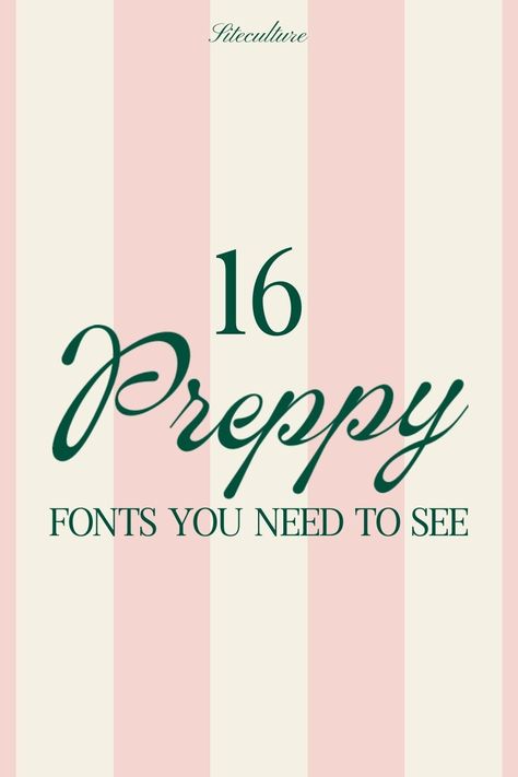 15 Preppy Fonts that will Instantly Infuse Effortless Style and Timeless Appeal - Siteculture Preppy Logo Ideas, Brand Font Ideas, Girly Canva Fonts, Preppy Canva Fonts, Party Business Logo, Preppy Logo Design, Preppy Branding, Logo With Numbers, Preppy Fonts