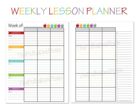 The Polka Dot Posie: NEW! Teacher & Homeschool Planners Weekly Teacher Planner Template, Plan Book Template, Lesson Planner Template, Lesson Planner Printable, Teacher Lesson Plans Template, Teacher Planner Templates, Weekly Lesson Plan Template, Lesson Plan Template Free, Lesson Plan Book