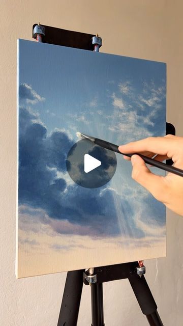 Cloud Canvas Painting Easy, How To Paint Clouds On Canvas, 3d Cloud Painting, Painting Skies In Acrylic, Cloud Images Sky, Paint Sky Acrylic, How To Draw Clouds Acrylic, Sky Art Painting Cloud, Landscape Ideas Painting Acrylics