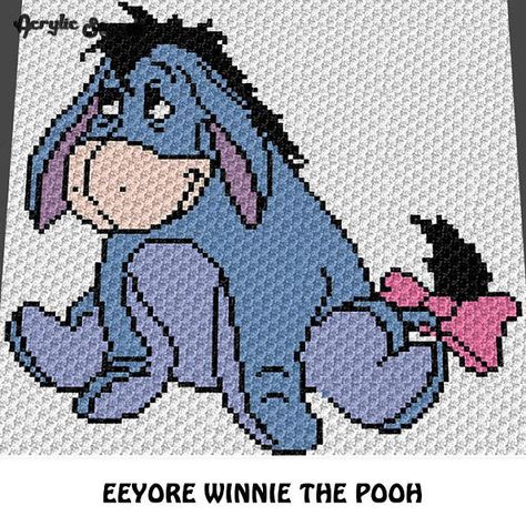 Graphgan Pattern Corner to Corner C2C Crochet Blue Donkey Cartoon, Tunisian Blanket, Graphghan Patterns, Character Crochet, Cross Stitch Graph, C2c Afghan, Pooh Cartoon, C2c Patterns, Crochet Graphgan