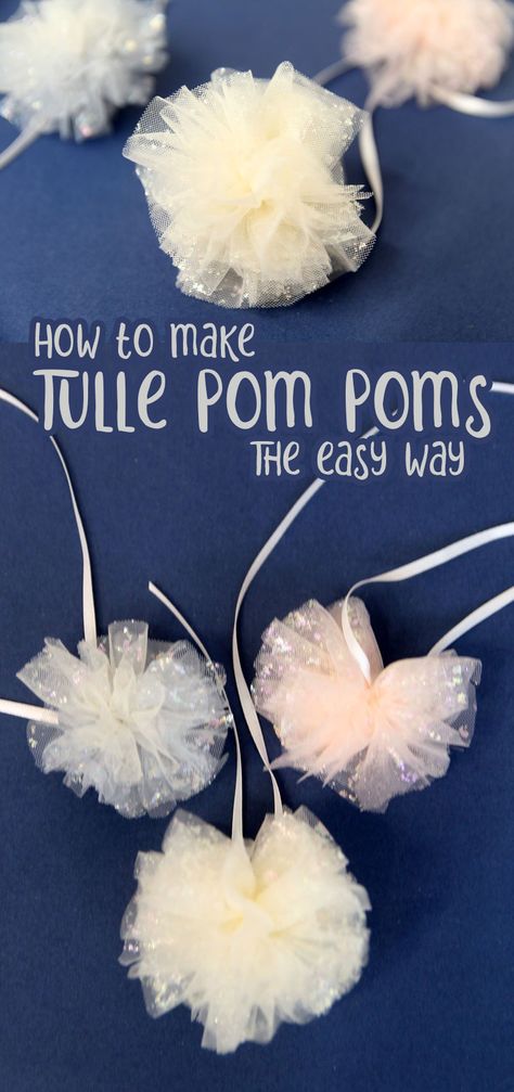 Diy Tulle Poms, Pompon Tulle, Tulle Pompoms, Tulle Garland, Tulle Pom Pom, Pom Pom Tutorial, Pompon Diy, Tulle Decorations, Tulle Crafts