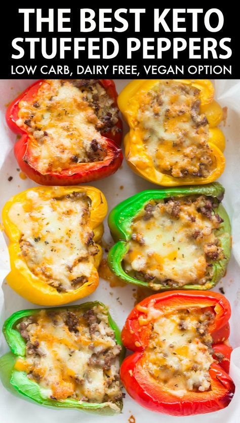 Keto Stuffed Bell Peppers, Low Carb Dairy Free, Keto Stuffed Peppers, Healthy Low Carb Dinners, Low Carb Low Fat Recipes, Breakfast Low Carb, Best Low Carb Recipes, Low Carb Diet Recipes, Healthy Low Carb Recipes