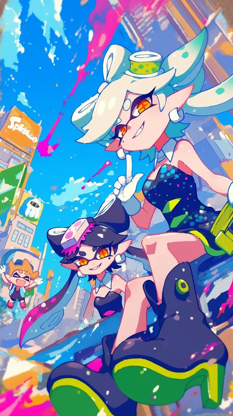 Splatoon Amiibo Gear, Splatoon Halloween Pfp, Marie Splatoon Wallpaper, Aloha Splatoon Manga, Splatoon Wallpaper Iphone, Pink Splatoon, Splatoon Fan Art, Inkling Splatoon, Splatoon Squid Sisters