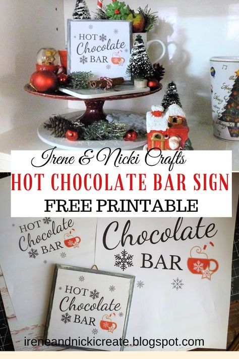 Irene and Nicki Create Free Printable Hot Cocoa Bar Sign, Hot Cocoa Bar Sign Diy, Hot Chocolate Station Sign, Hot Cocoa Sign Free Printables, Hot Cocoa Bar Sign Free Printable, Hot Chocolate Bar Sign Printable Free, Free Hot Cocoa Bar Printables, Hot Chocolate Bar Free Printables, Hot Chocolate Sign Printable