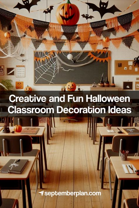 Creative and Fun Halloween Classroom Decoration Ideas Halloween Decorations For A Classroom, Halloween Decor Kindergarten, Cute Halloween Classroom Decorations, Halloween Decoration Ideas For School, Classroom Decorations Halloween, Halloween Dance Ideas School, Halloween Classroom Party Decorations, Halloween Class Party Decorations, Halloween Decoration For Classroom