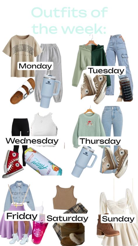 Tuesday Outfit School, Thursday Outfit For School, Thursday Outfit, Wednesday Outfit, Outfit School, Friday Saturday Sunday, Monday Tuesday Wednesday, Weekly Outfits, Thursday Friday