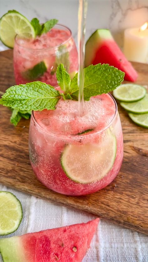 Memorial Day Food Ideas, Mint Mocktail, Brazilian Lemonade, Lemonade Smoothie, Creamsicle Smoothie, Memorial Day Foods, Mint Drink, Watermelon Mojito, Vegan Party Food