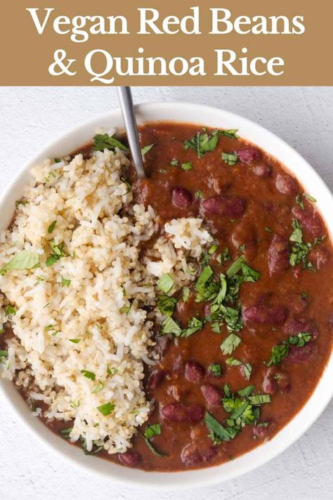 Vegan Red Beans and Rice Vegetarian Red Beans And Rice, Peanuts Recipes, Beans And Rice Recipes, Vegan Red Beans And Rice, Vegan Red Beans, Vegetarian Supper, Vegan Bean Recipes, Vegan Cajun, Red Beans And Rice Recipe