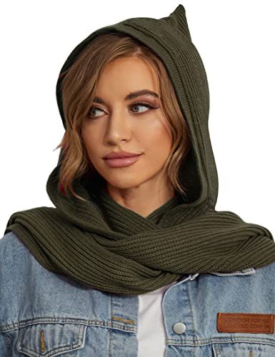 Warm Shawl, Head Scarves, Hat And Scarf, Hooded Scarf, Jean Jacket Women, Scarf For Women, Acrylic Fiber, Knitted Hood, Denim Shirt Dress