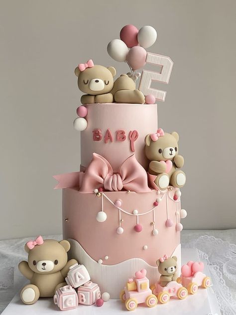 Bear baby shower cake