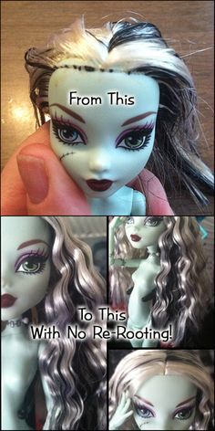 Monster High hair repair without re-rooting! Monster High Doll Makeover, Monster High Doll Restyle, Monster High Diy, Monster High Restyle, Monster High Hair, Fix Doll Hair, Doll Repaint Tutorial, High Hair, Custom Monster High Dolls