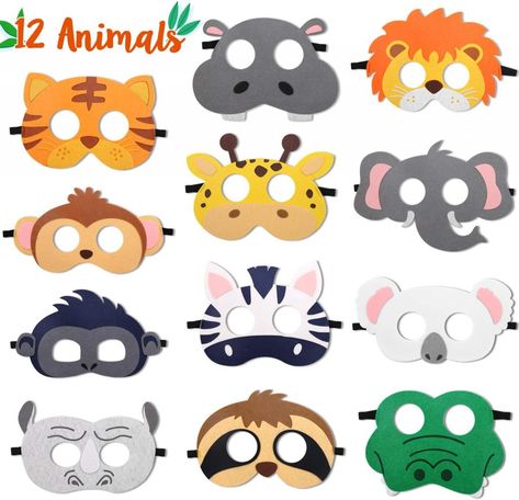 Camping Themed Party Favors, Animal Masks For Kids, Felt Masks, Jungle Theme Birthday Party, Animal Felt, Zoo Birthday Party, Jungle Thema, Animal Theme Birthday, Wild Birthday Party