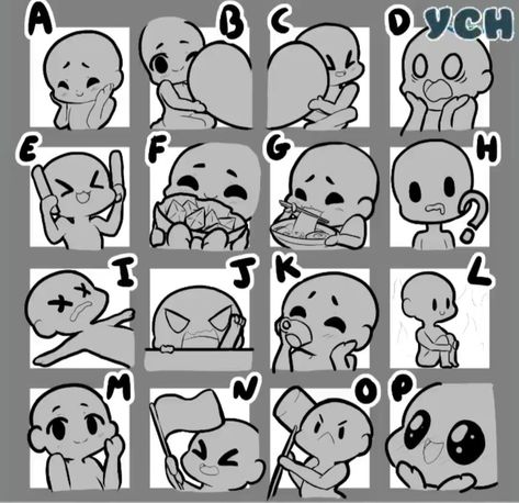 Chibi Poses Emotes, Chibi Emoji Base, Twitch Emote Reference, Twitch Emotes Ideas Base, Chibi Headshot Base, Gacha Expressions, Chibi Sticker Base, Twitch Emote Template, Free Chibi Base