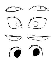 Medium Length Haircut Drawing Reference, Cute Eyes Reference, Drawing Eye Styles, Eye Refrences Drawing, Evil Eyes Reference, Art Style Inspo Eyes, Cartoon Artstyle Tutorial, Art Poses References, Helluva Boss Eyes Base