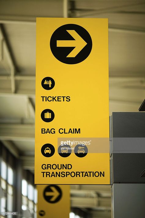 Stock Photo : Airport Sign Airport Theme, Parking Lot Sign, Typography Magazine, Agency Office, Airport Signs, Wayfinding Signage Design, Airport Aesthetic, Wayfinding Design, Airport Design