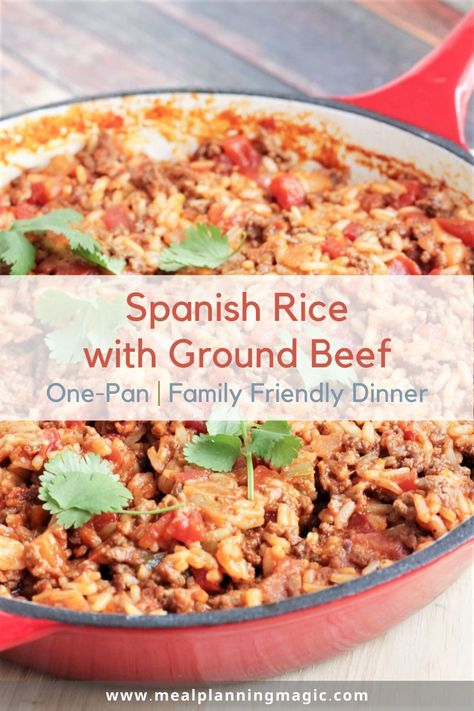 Spanish Rice With Meat, Spanish Rice Recipe With Ground Beef Main Dishes, Spanish Rice Recipe Easy Ground Beef, Spanish Rice Ground Beef, Spanish Rice Dinner Ideas, Hamburger Spanish Rice Recipe, Recipes With Spanish Rice, Spanish Rice Recipe With Ground Beef, Spanish Rice With Ground Beef