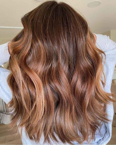 Bronde Balayage Auburn, Red Light Brown Balayage, Auburn Partial Balayage, Subtle Red Balayage Brunettes, Highlights With Auburn Hair, Light Brown And Auburn Balayage, Light Brown And Auburn Hair, Auburn With Copper Balayage, Auburn Partial Highlights