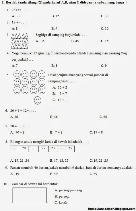 (3) Prediksi Matematika Kelas 1 SD UKK Semester 2 TA 2013/2014 ~ Kumpulan Soal SD Matematika Sd, Preschool Activity Books, Kindergarten Reading Activities, Microsoft Office Word, School Testing, Semester 2, Kids Math Worksheets, School Worksheets, Basic Math