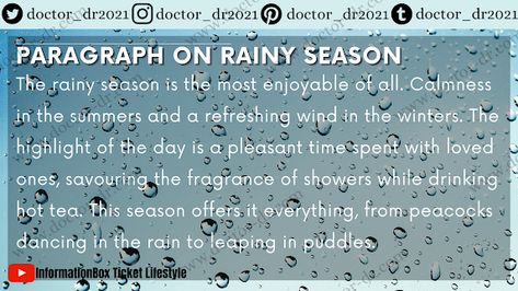 Easy Essay, About Rain, Cold Rain, Online Doctor, Science Notes, Short Essay, Humid Weather, Paragraph Writing, Rainy Season